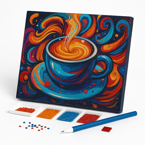 Kit de Pintura com Diamantes - Os Sabores Mágicos do Café