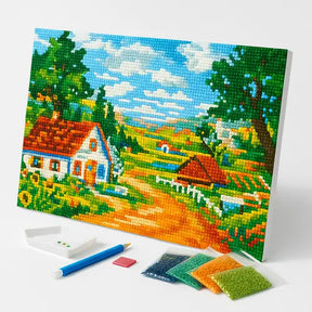 Kit de Pintura com Diamantes - Pequena Fazenda Longe da Cidade