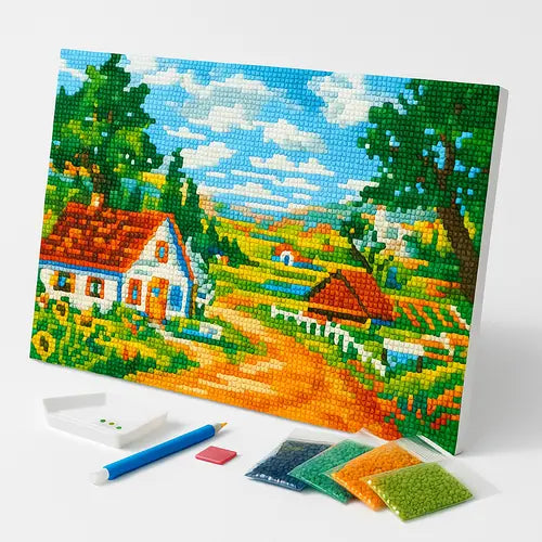 Kit de Pintura com Diamantes - Pequena Fazenda Longe da Cidade