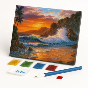 Kit de Pintura com Diamantes - Pôr do Sol na Praia