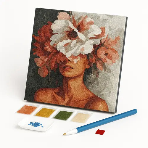 Kit de Pintura com Diamantes - A Mulher e Suas Flores