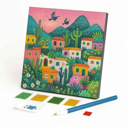 Kit de Pintura com Diamantes - Aldeia dos Cactos