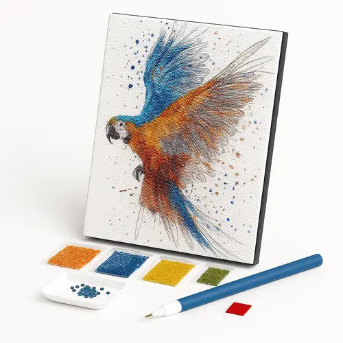 Kit de Pintura com Diamantes - Arara Azul