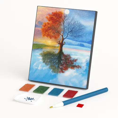 Kit de Pintura com Diamantes - Árvore das 4 Estações
