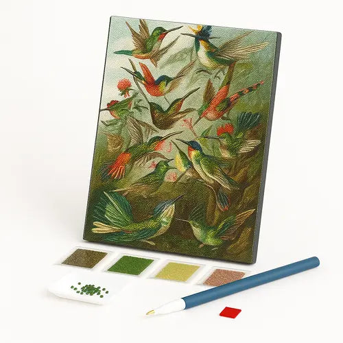 Kit de Pintura com Diamantes - Beija-flores de Ernst Haeckel