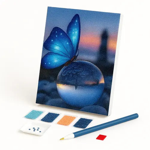 Kit de Pintura com Diamantes - Borboleta na Praia