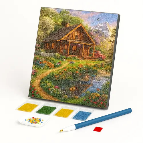 Kit de Pintura com Diamantes - Cabana no Campo