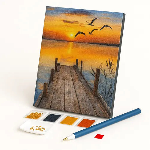 Kit de Pintura com Diamantes - Cais ao Entardecer