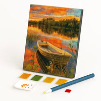 Kit de Pintura com Diamantes - Canoa ao Pôr do Sol