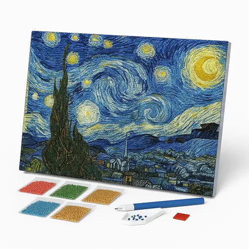 Kit de Pintura com Diamantes - A Noite Estrelada, Van Gogh