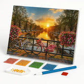 Kit de Pintura com Diamantes - Pôr do Sol em Amsterdã