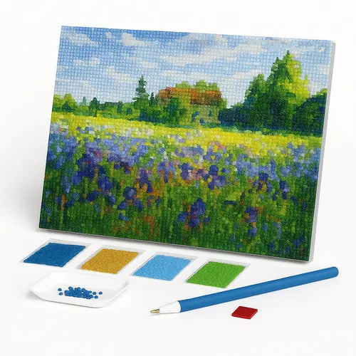 Kit de Pintura com Diamantes - Campo Florido