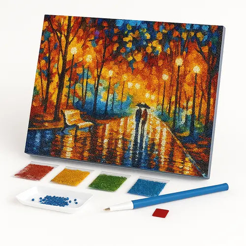 Kit de Pintura com Diamantes - Praça Iluminada