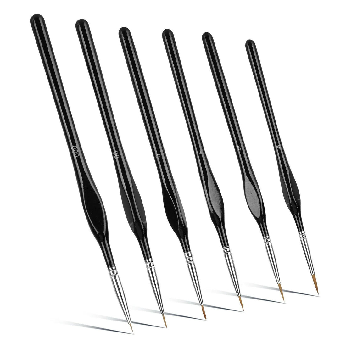 Kit de 6 Pincéis Para Detalhes Extra-Finos em Cerdas de Marta