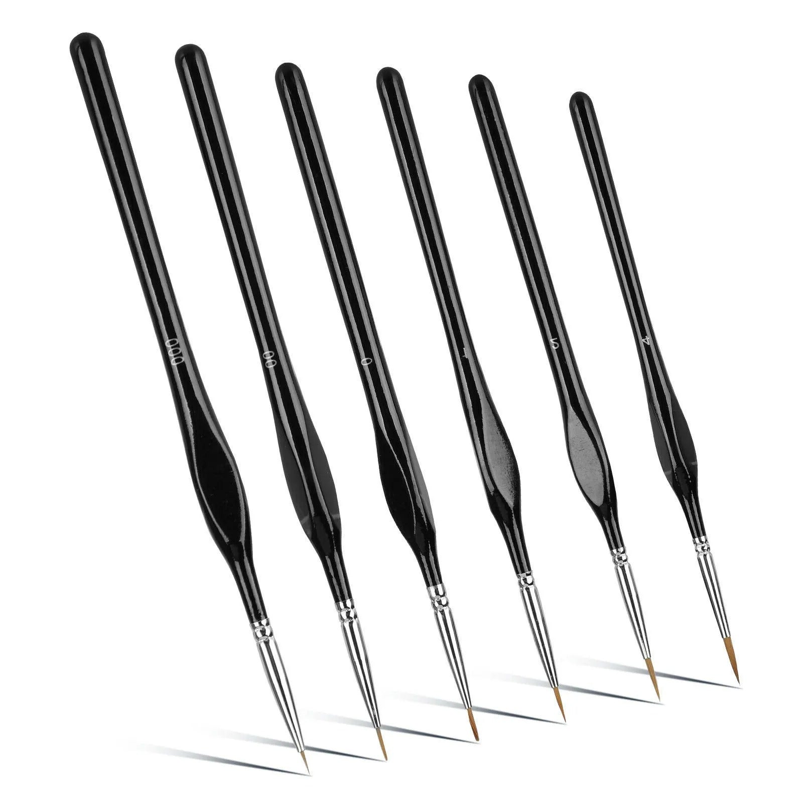 Kit de 6 Pincéis Para Detalhes Extra-Finos em Cerdas de Marta