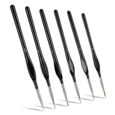 Kit de 6 Pincéis Para Detalhes Extra-Finos em Cerdas de Marta