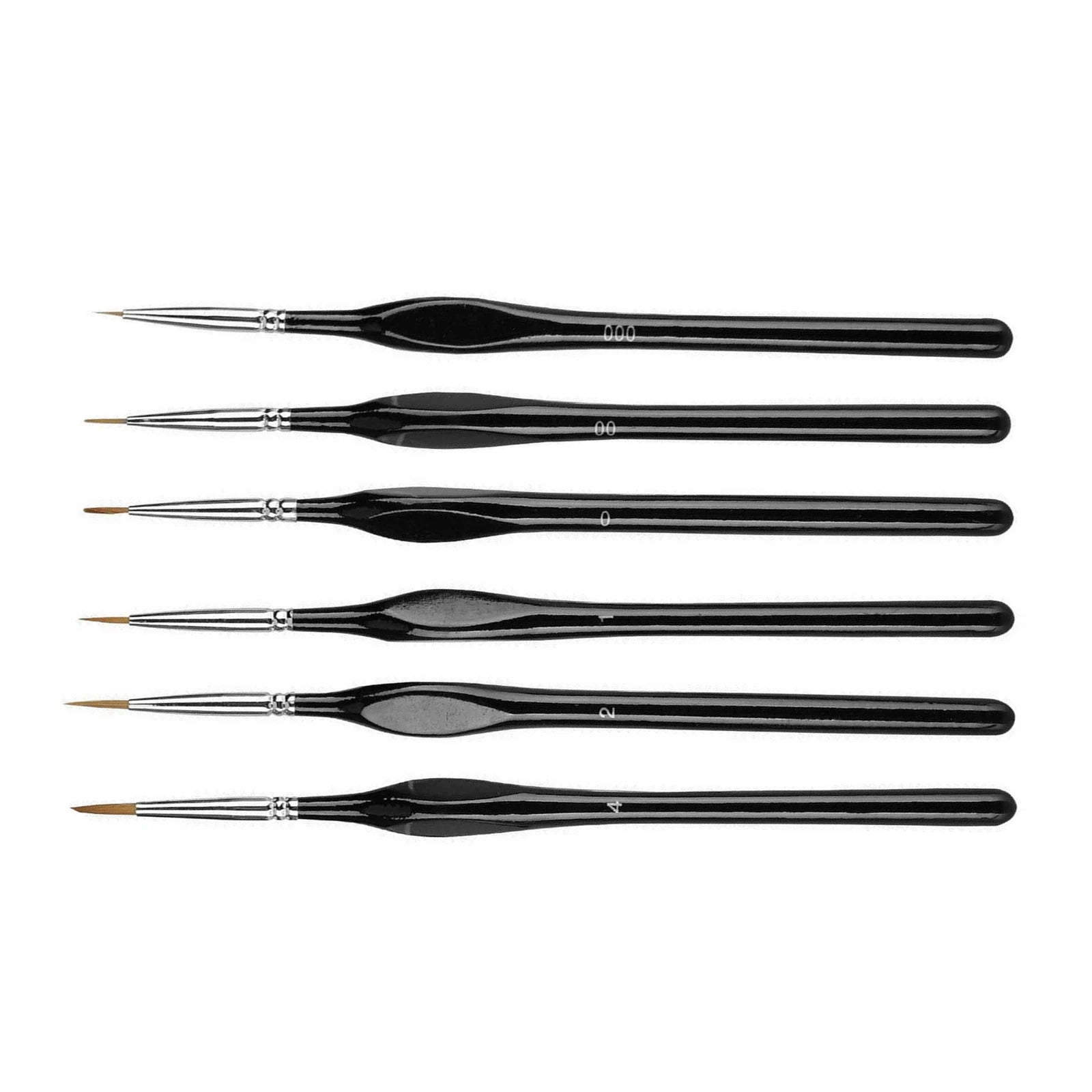 Kit de 6 Pincéis Para Detalhes Extra-Finos em Cerdas de Marta